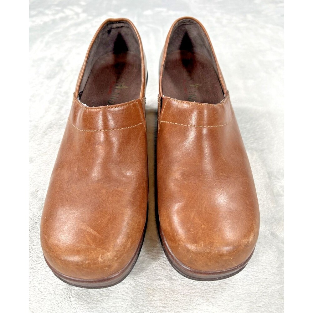 Eastland Womens Size 7 Brown Leather Wedge Clogs Mules Slip On Comfort Shoes
